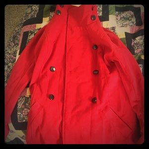 Red pea coat
